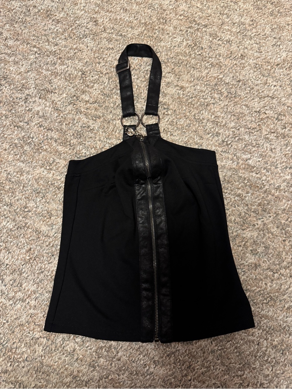 PUNK RAVE Black Halter Top with Zip Detail